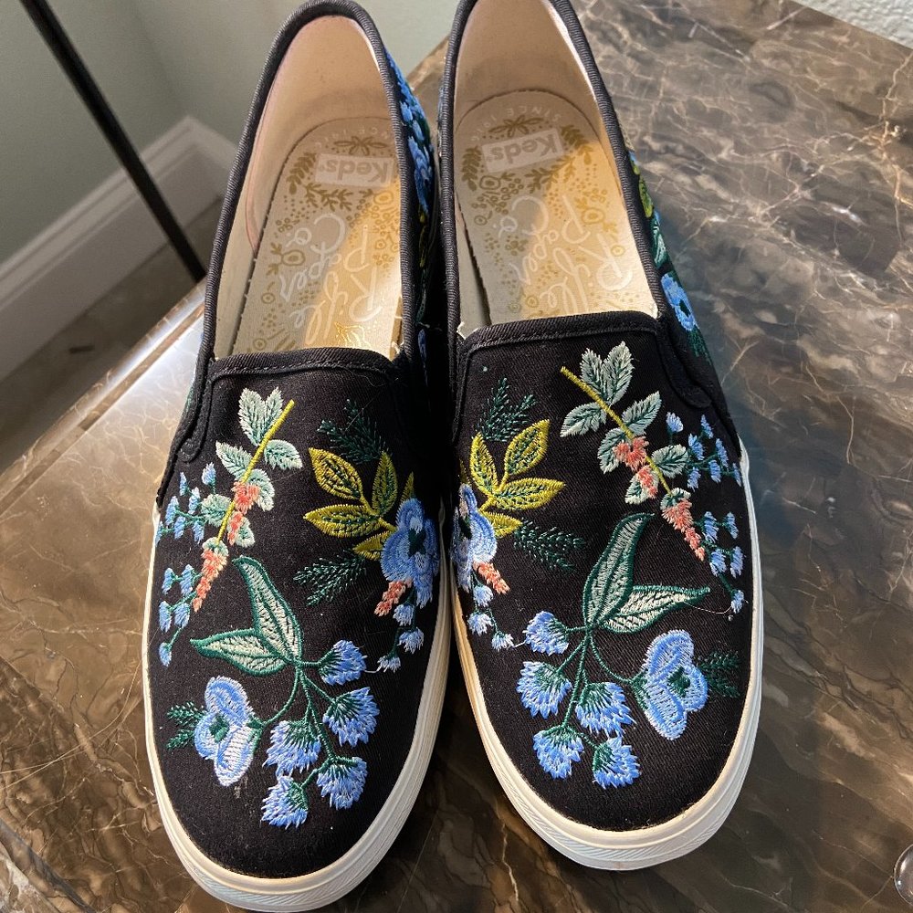 Keds x Rifle Paper Co Women 9 Triple Decker Embroidered Floral Platform Sneakers
